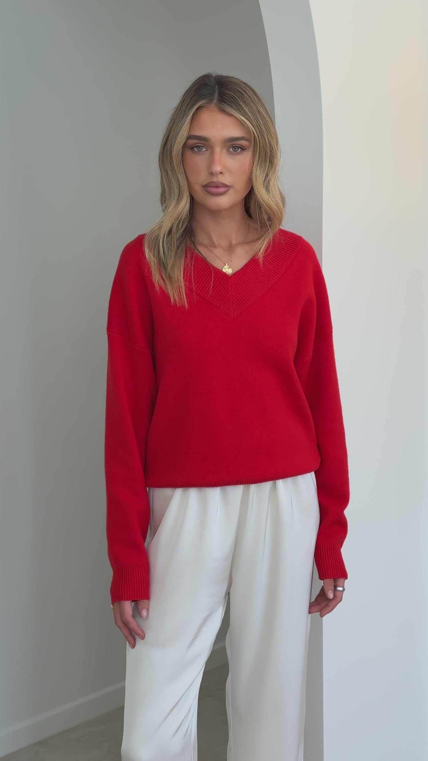 Sophie Knit Sweater - Red - Billy J