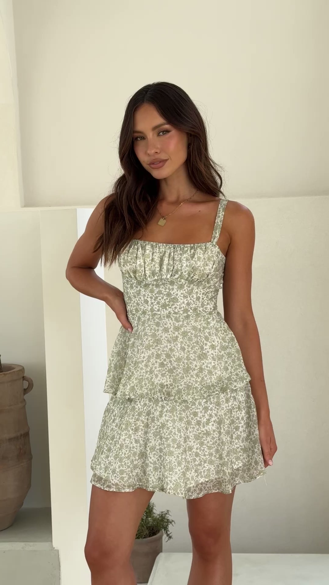 Page Mini Dress - Green Floral