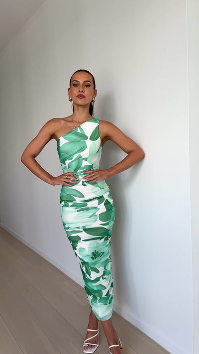 Load and play video in Gallery viewer, Natalia Midi Dress - Green Floral
