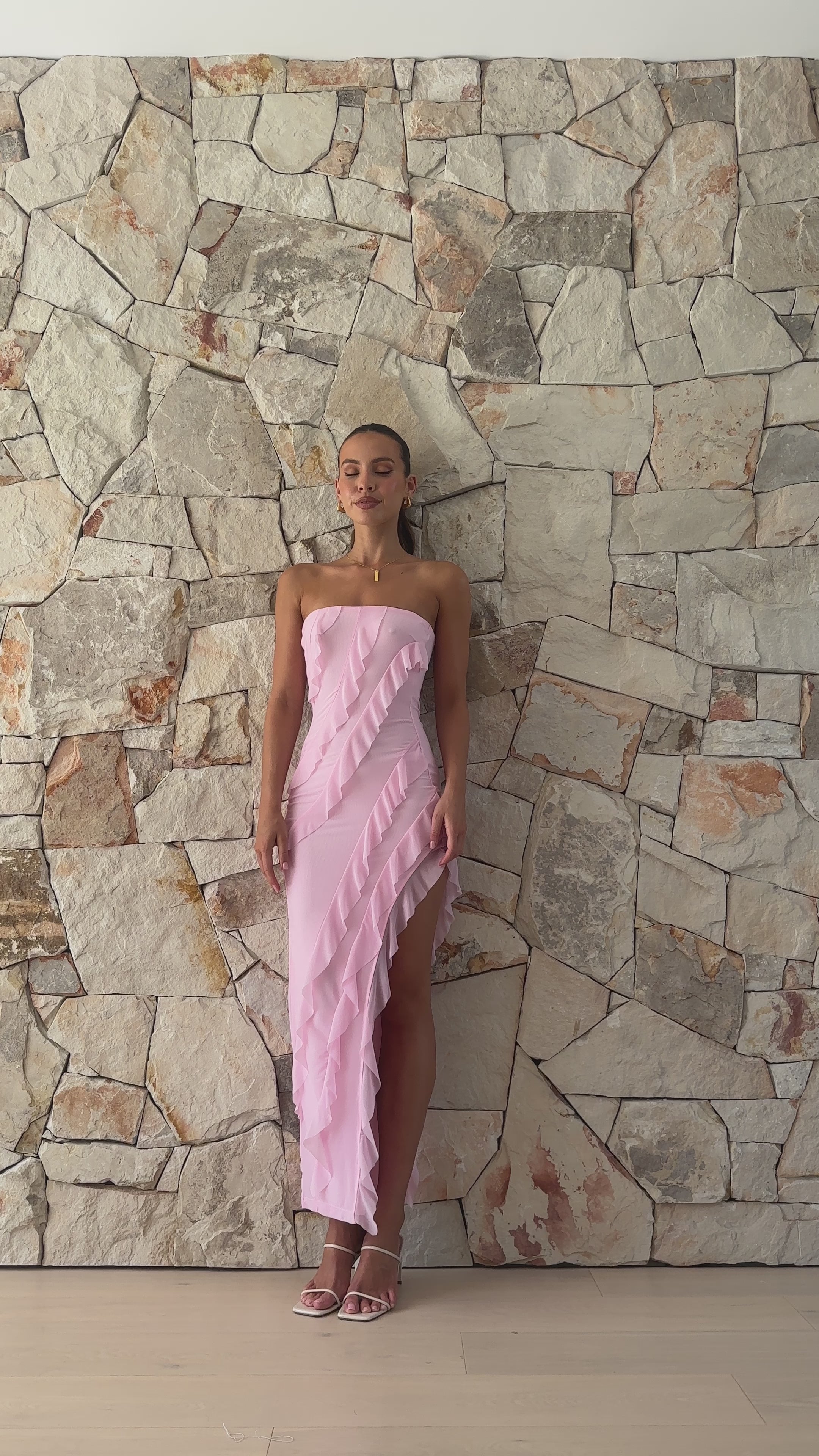Eleanor Strapless Midi Dress - Pink