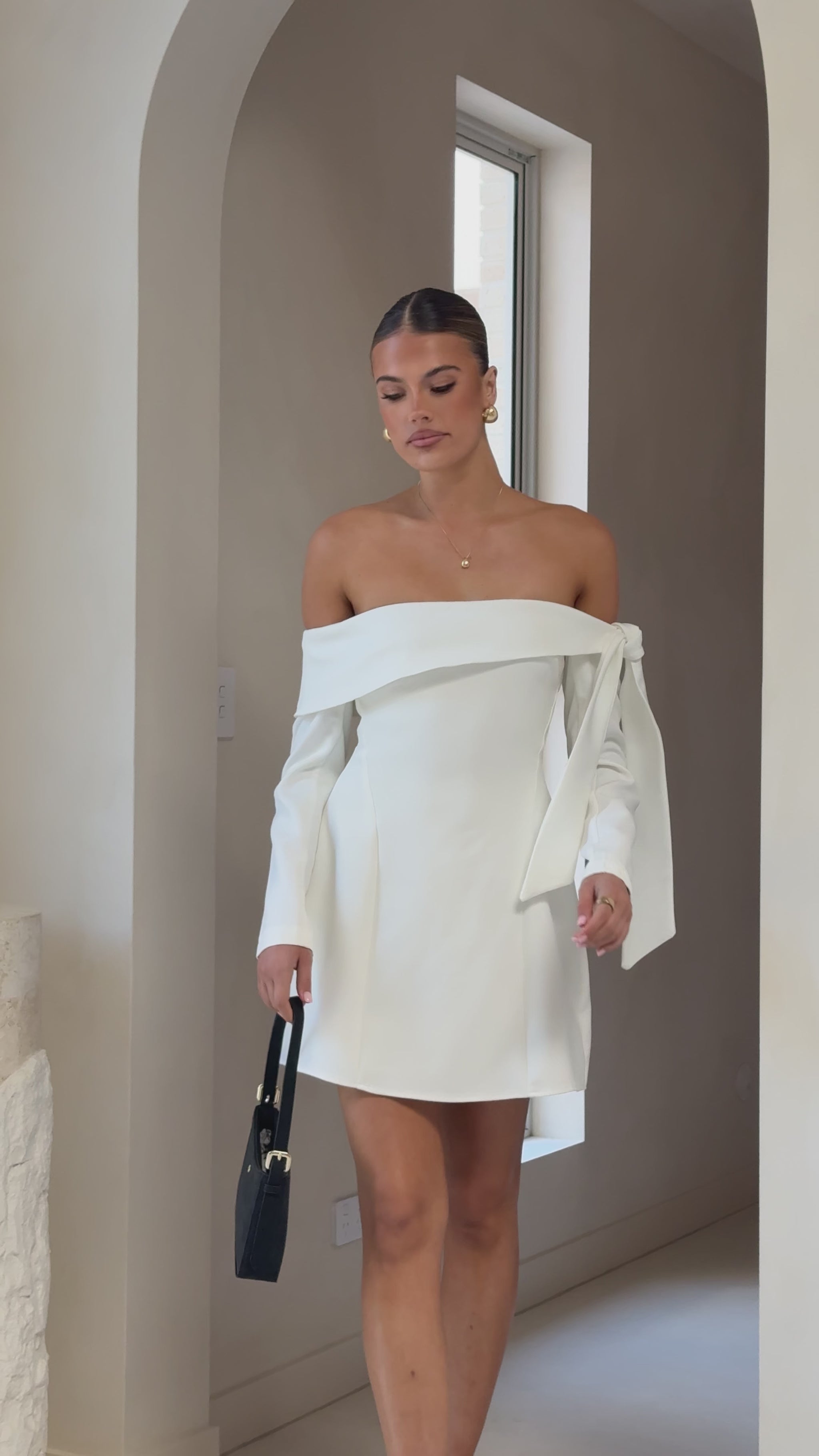 Halen Long Sleeve Mini Dress - White - Billy J