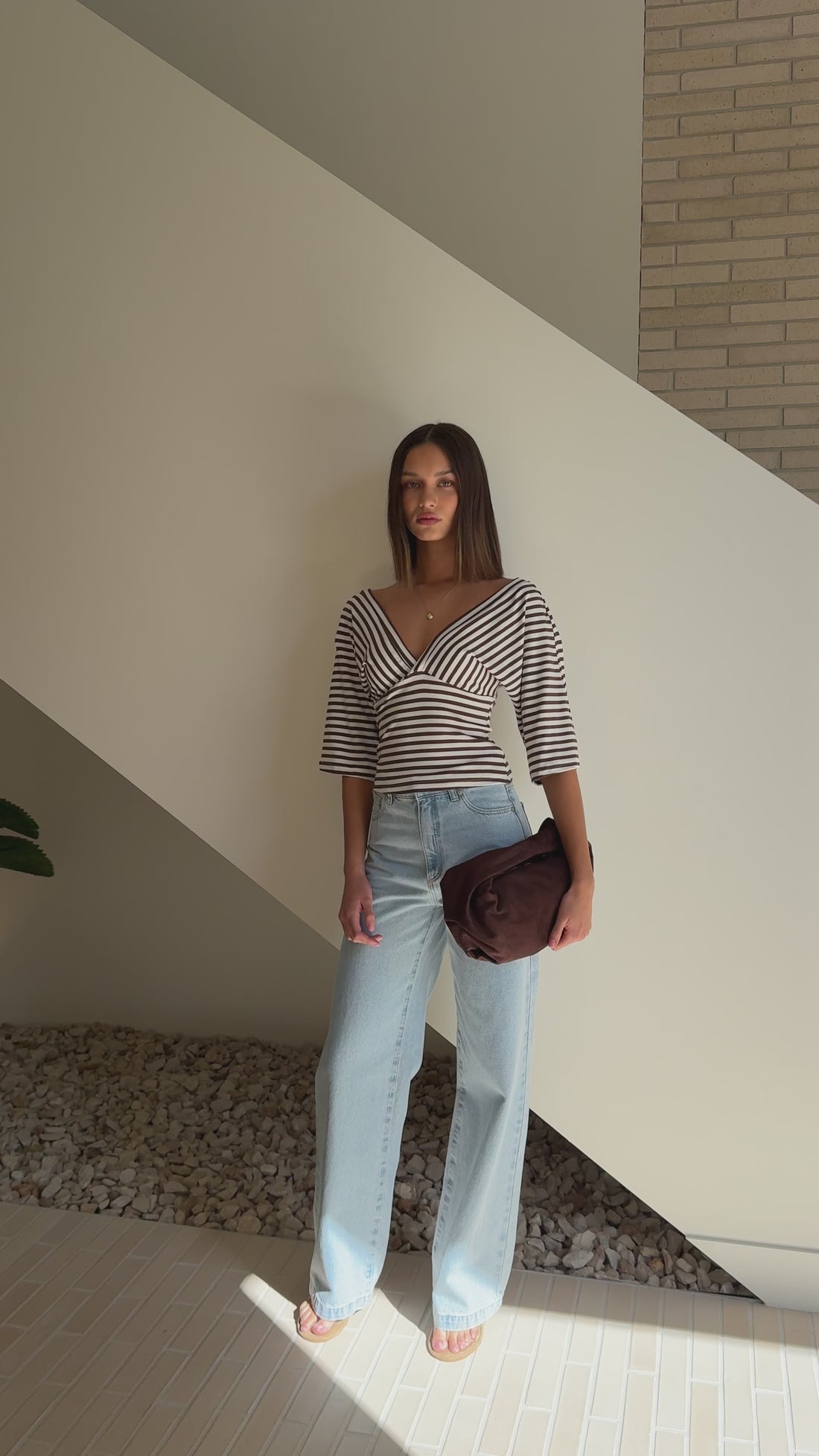 Callie Top - Brown/White Stripe - Billy J