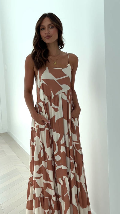 Load and play video in Gallery viewer, Bandit Maxi Dress - Tan/White
