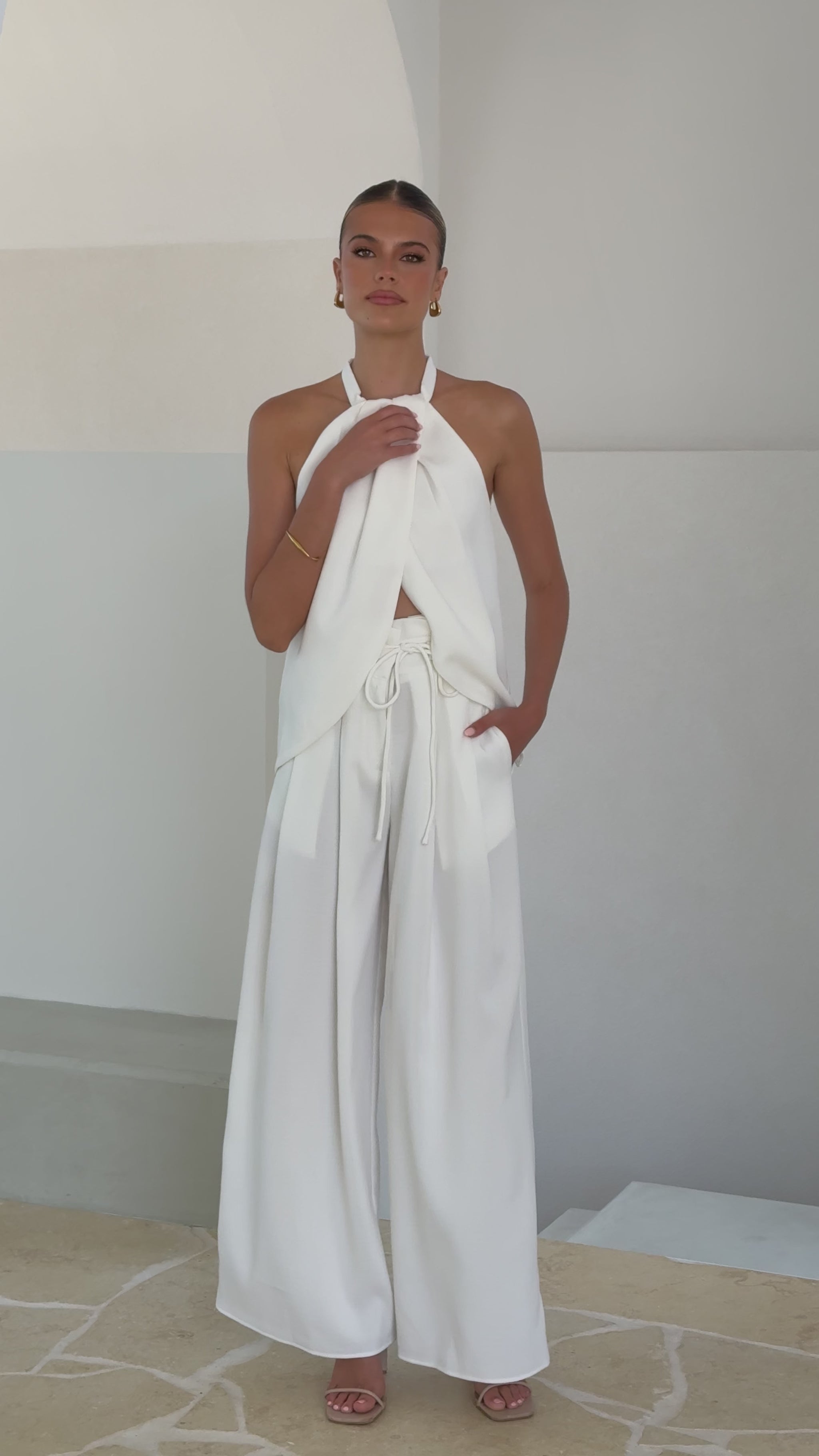 Melinda High Waist Pants - White - Billy J