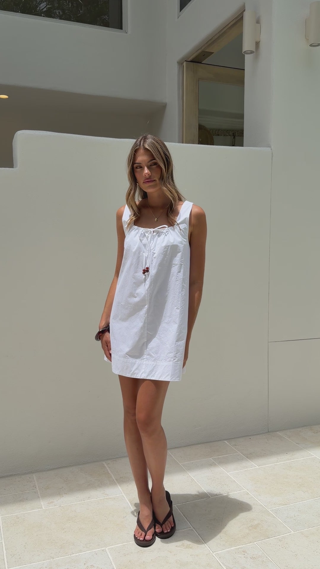 Load video: Kaia Mini Dress - White - Billy J