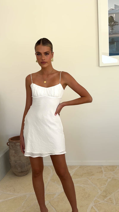 Load and play video in Gallery viewer, Galina Mini Dress - White
