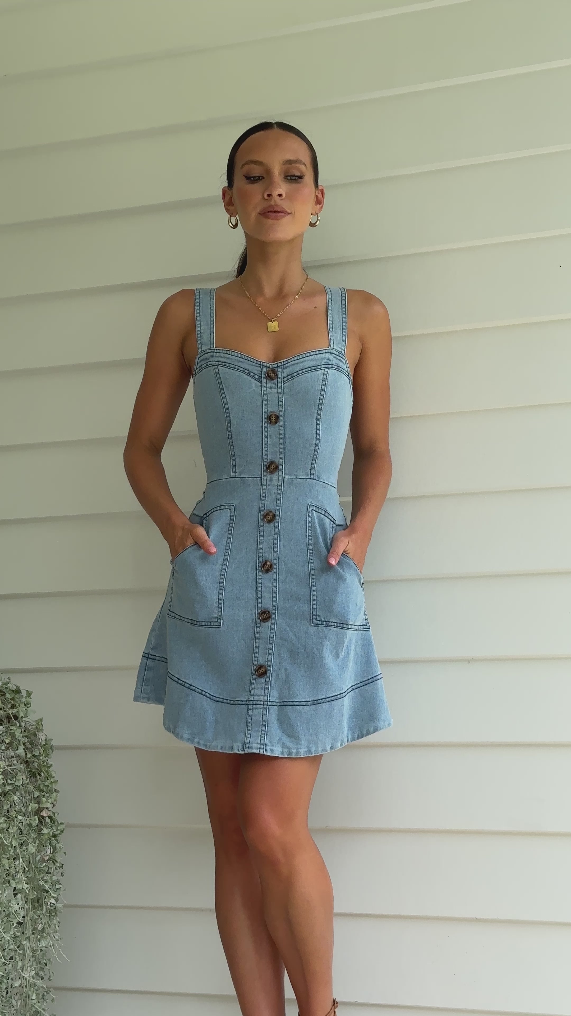 Damalis Mini Dress - Mid Blue Denim