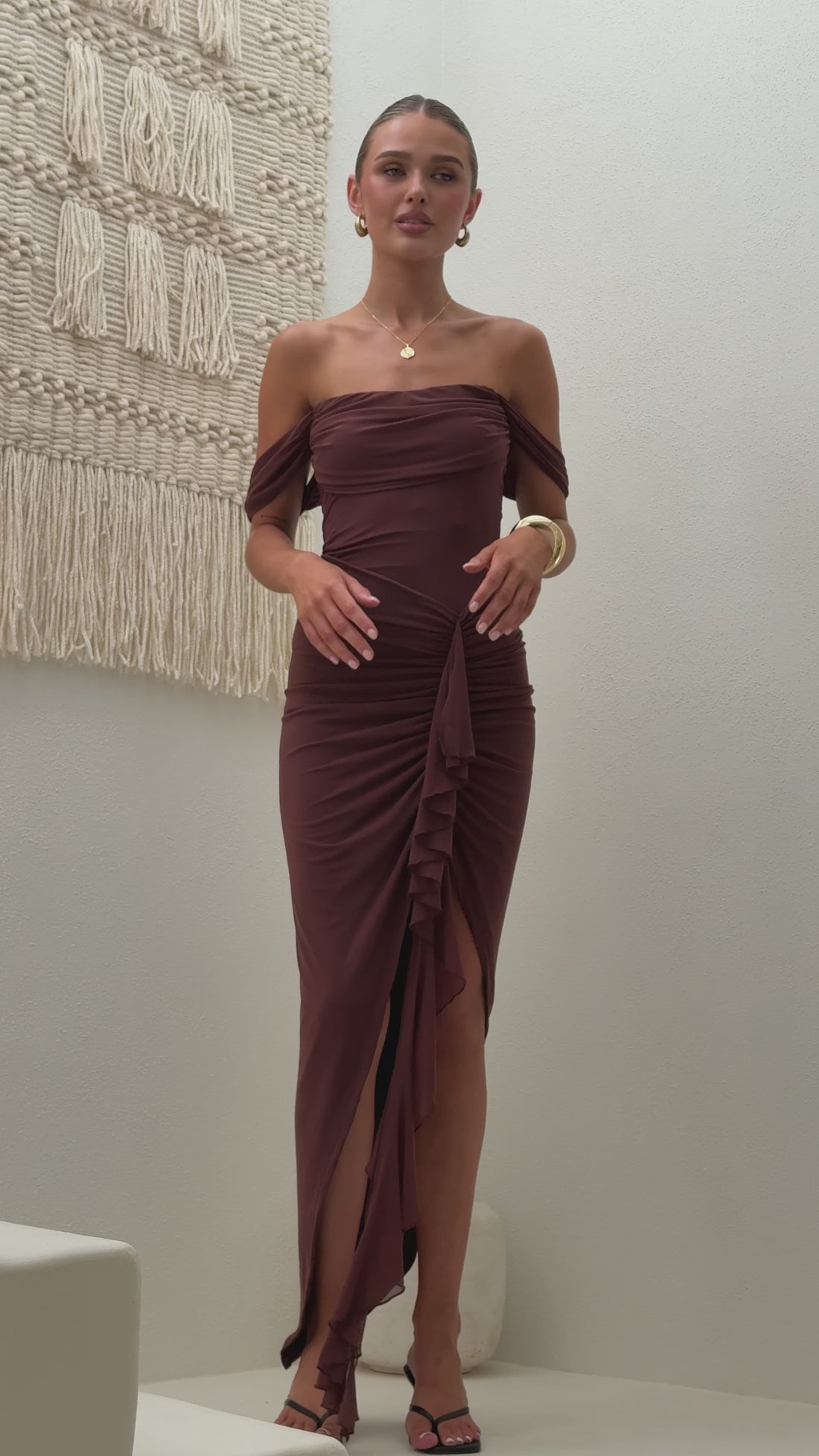 Natayla Midi Dress - Chocolate - Billy J