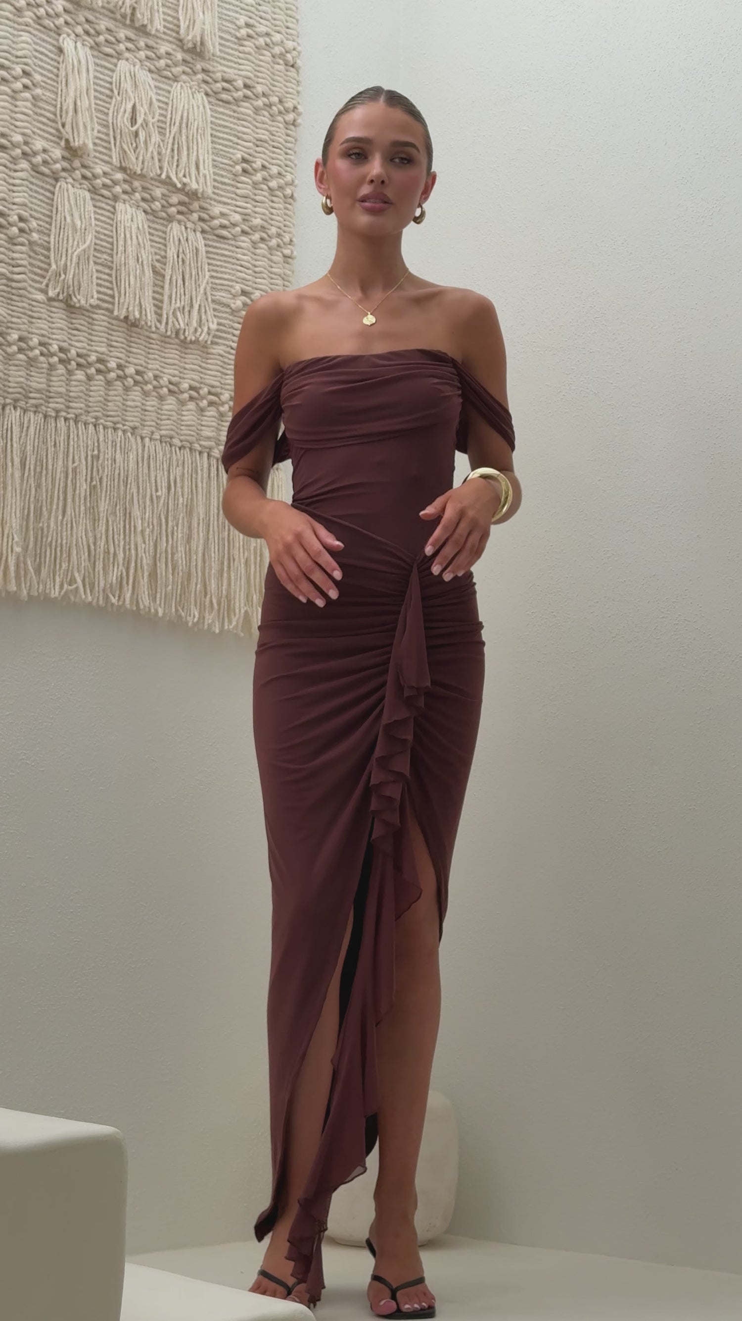 Natayla Midi Dress - Chocolate - Billy J
