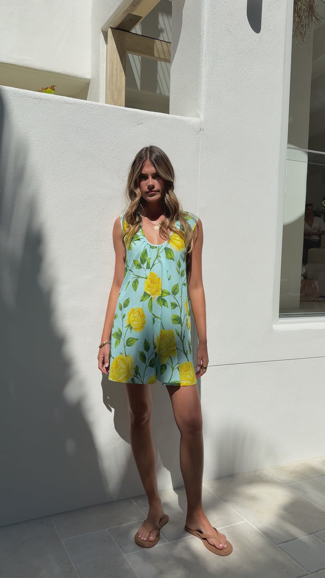 Paisley Mini Dress - Lemon/Aqua Floral - Billy J