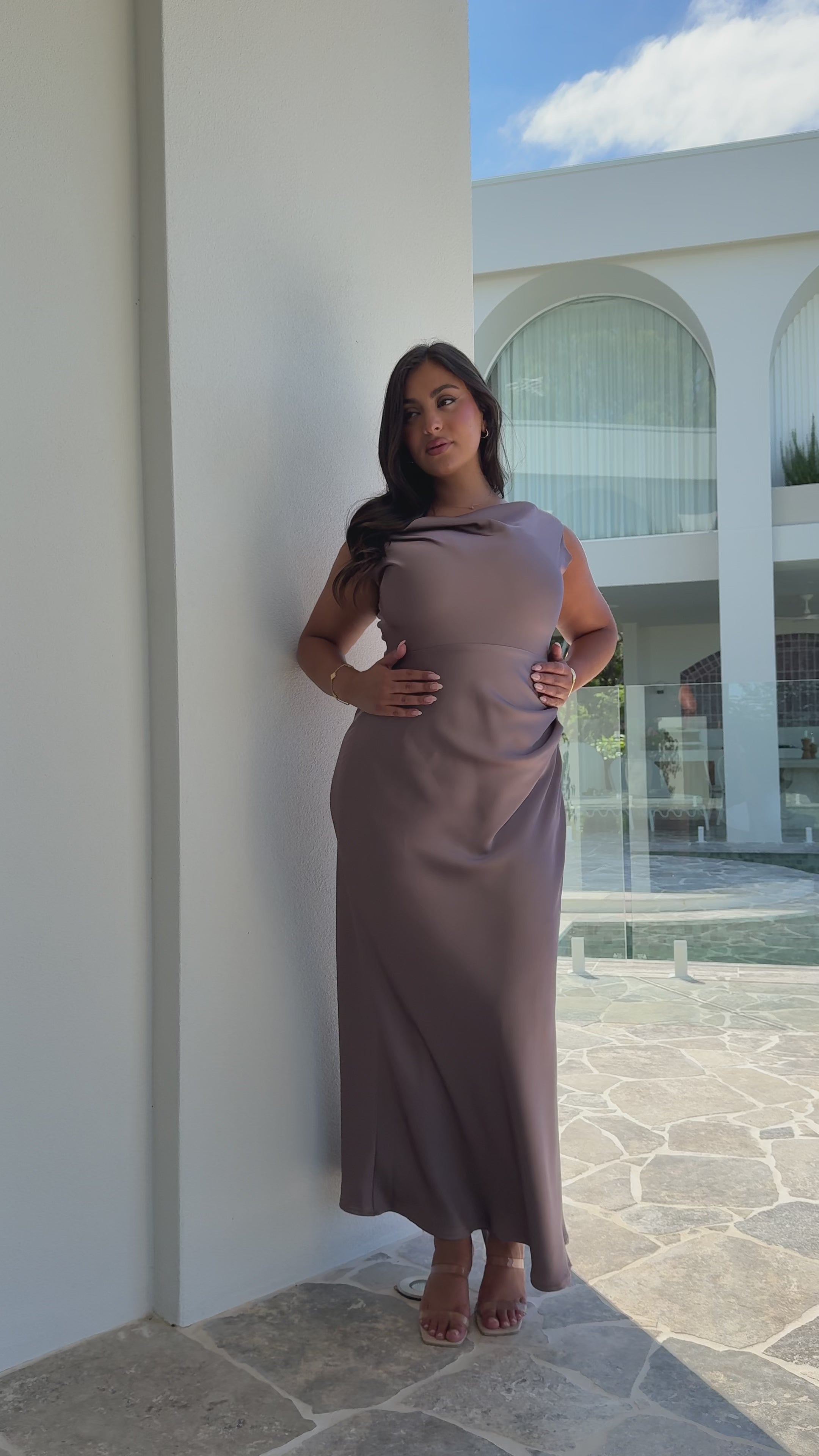 Load video: Gigi Maxi Dress - Mushroom - Billy J