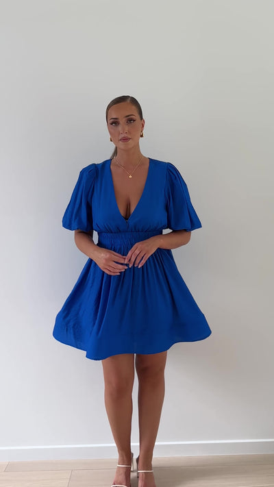 Load and play video in Gallery viewer, Erin Mini Dress - Royal Blue
