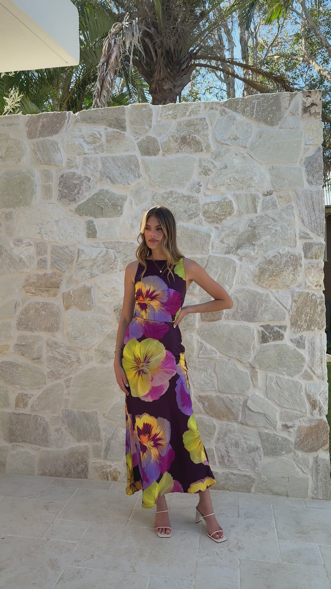 Helenie Maxi Dress - Purple/Yellow Floral - Billy J