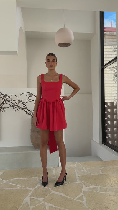 Load and play video in Gallery viewer, Sadzi Mini Dress - Red
