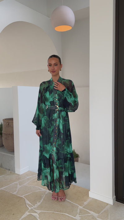 Load and play video in Gallery viewer, Renata Maxi Dress - Green Print
