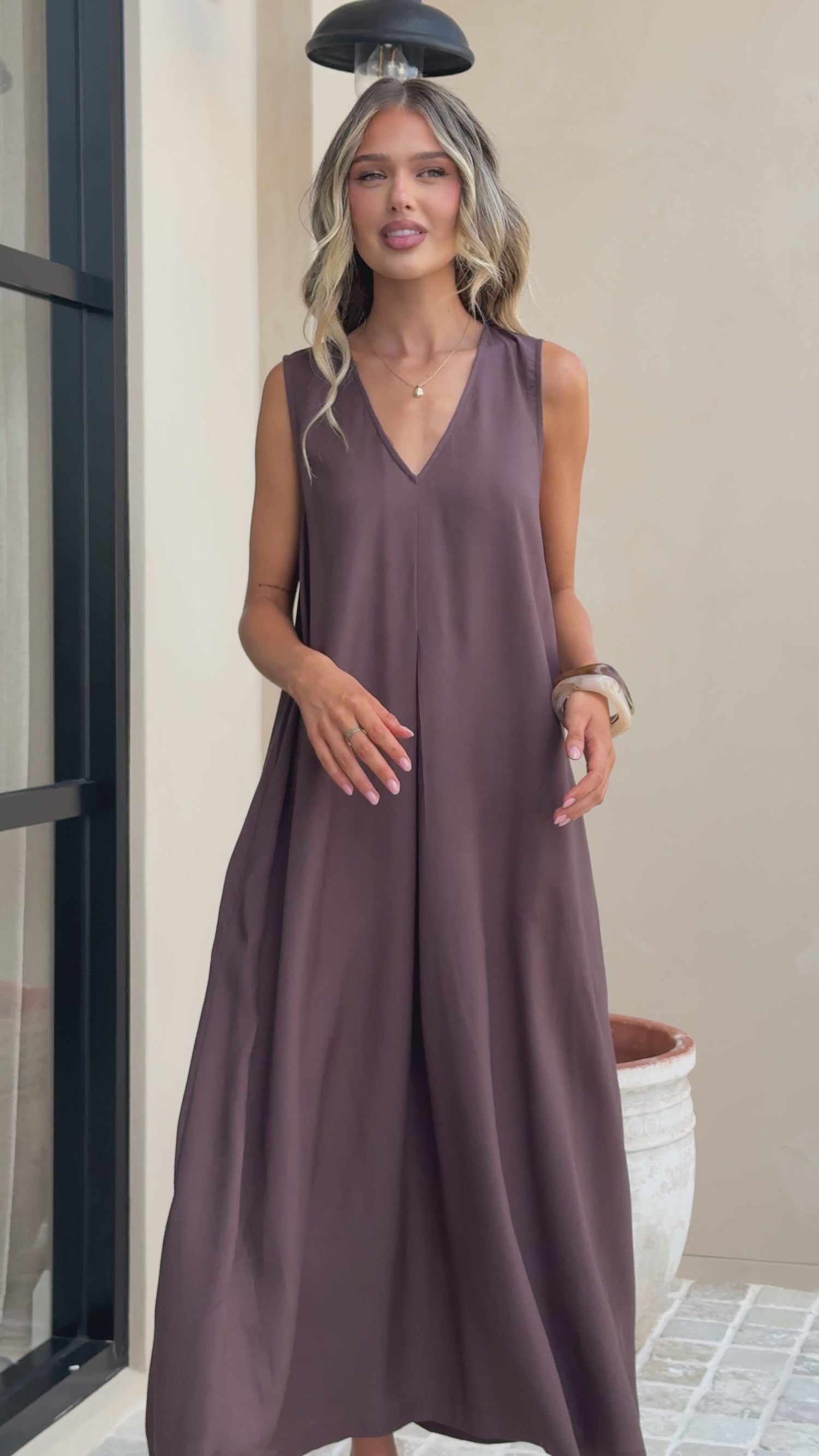 Aliah Maxi Dress - Chocolate - Billy J