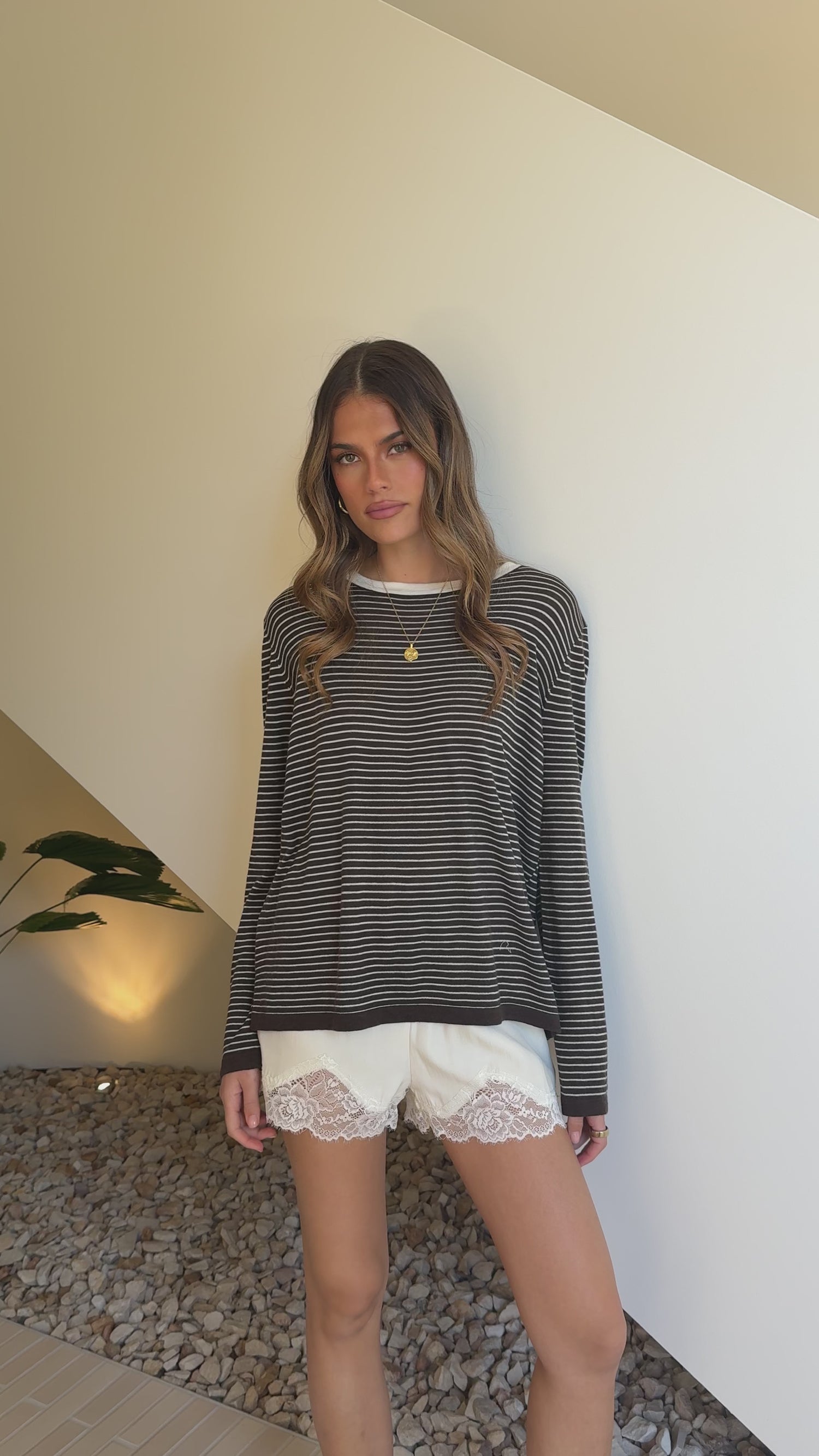 Ishana Long Sleeve Top - Brown Stripe - Billy J