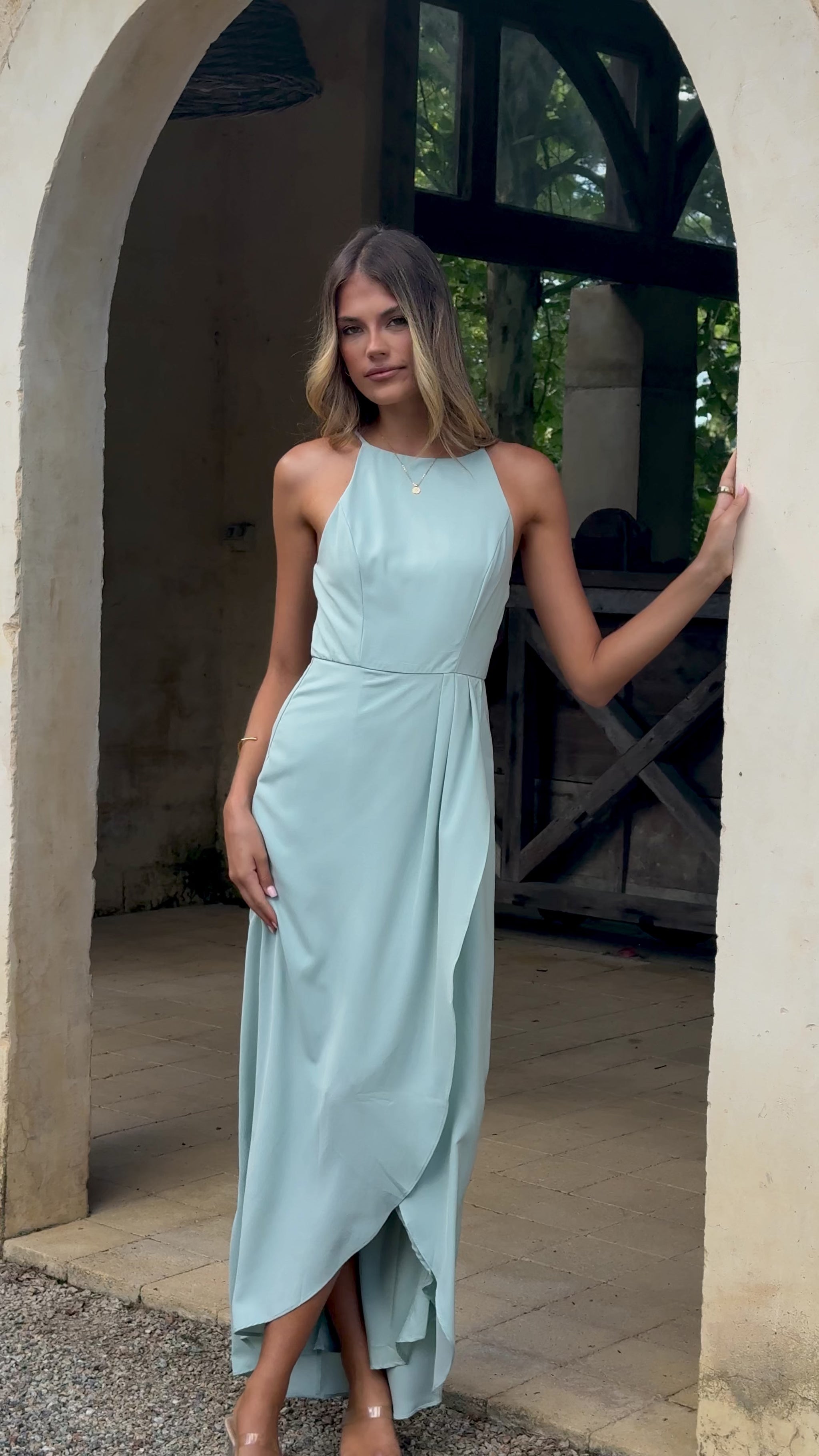Genevieve Boat Neck Maxi Dress - Sage - Billy J