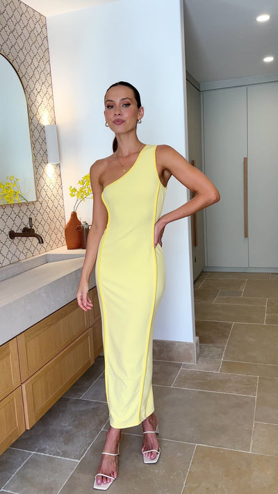 Load and play video in Gallery viewer, Cache Midi Dress - Yellow / Yellow
