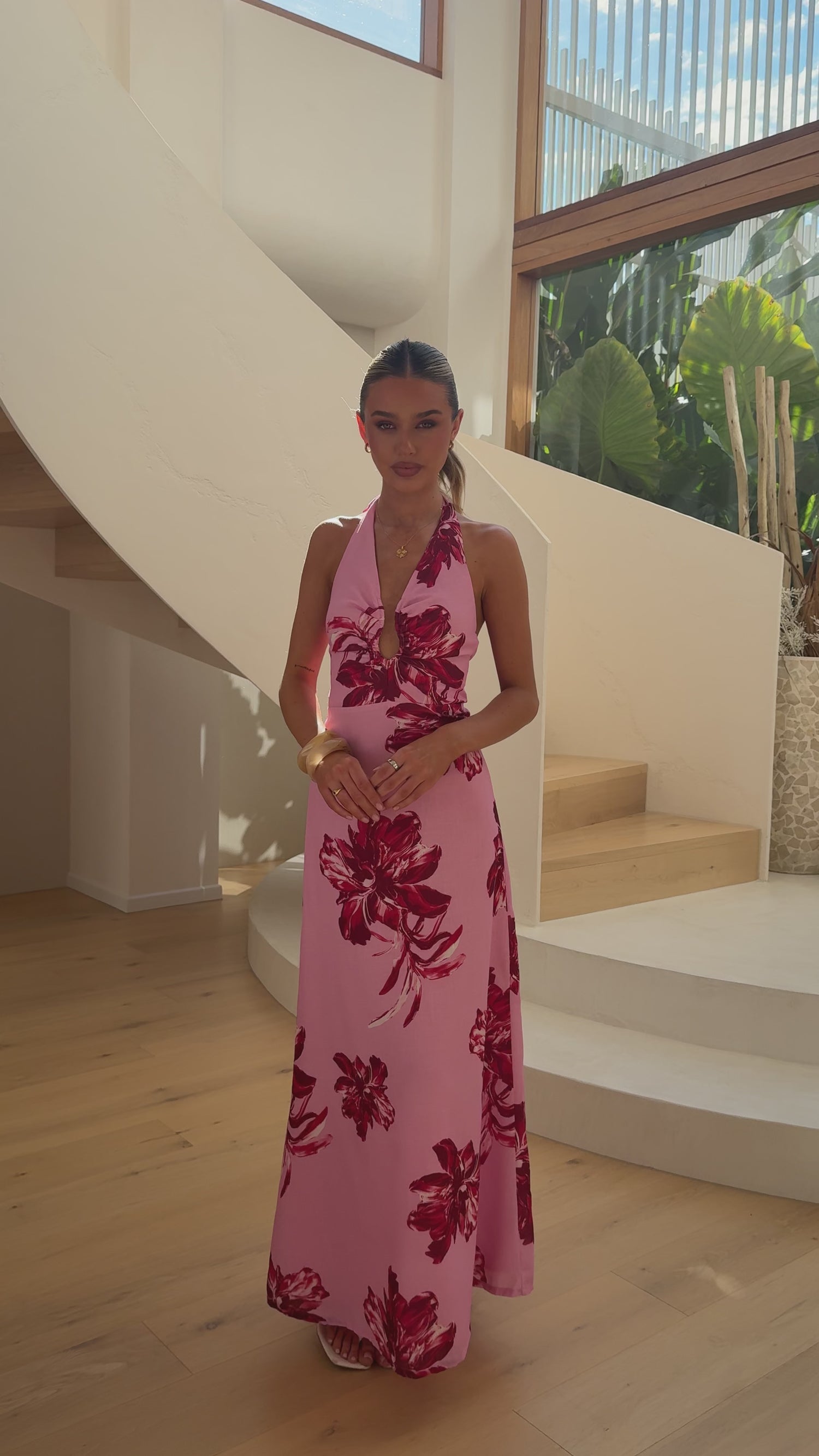 Larna Maxi Dress - Pink Floral - Billy J