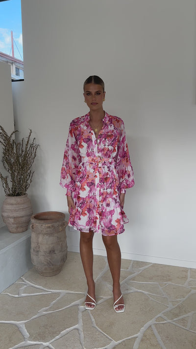 Load and play video in Gallery viewer, Zoi Mini Dress - Pink Floral
