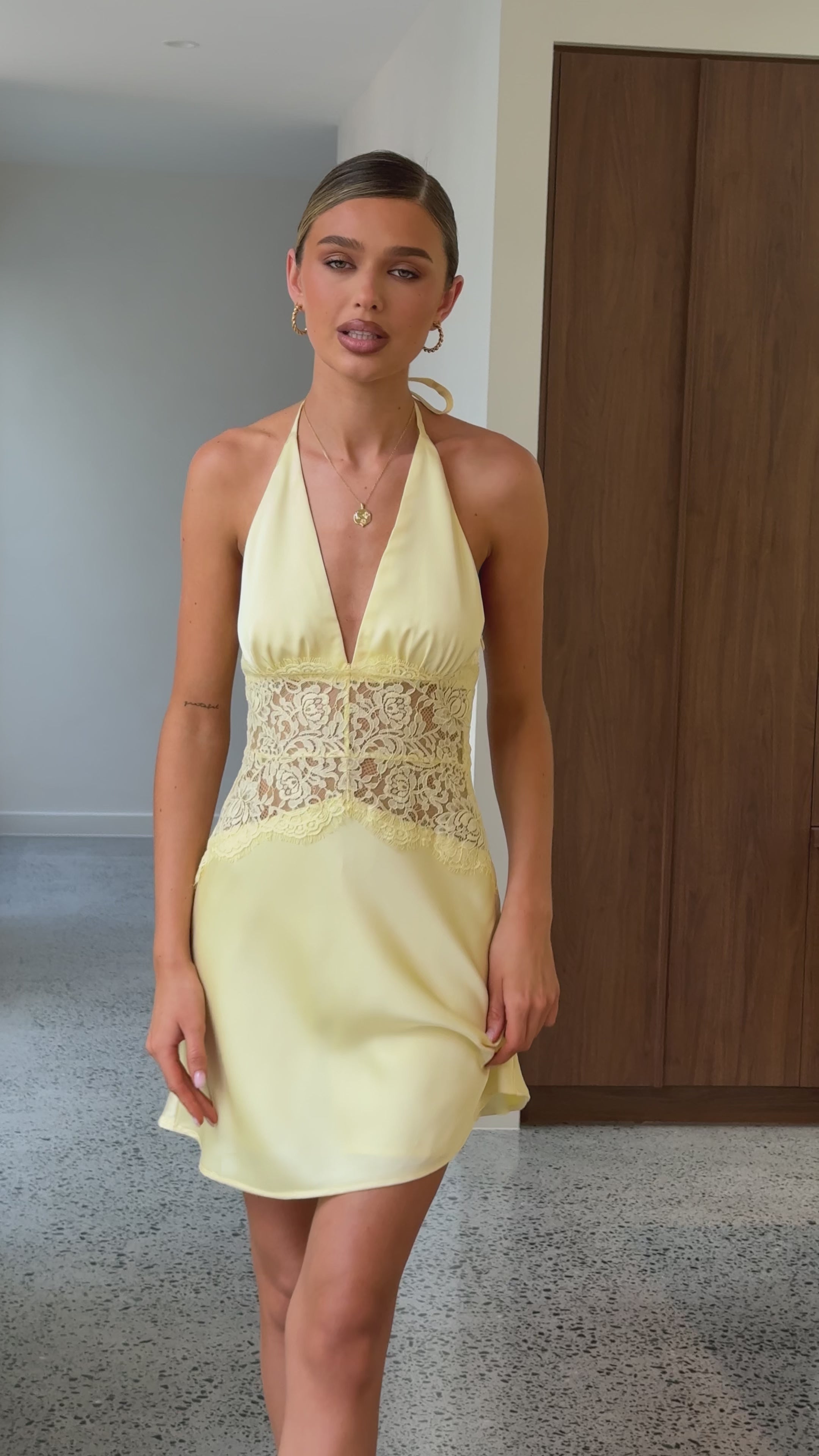 Load video: Kiana Mini Dress - Yellow - Billy J