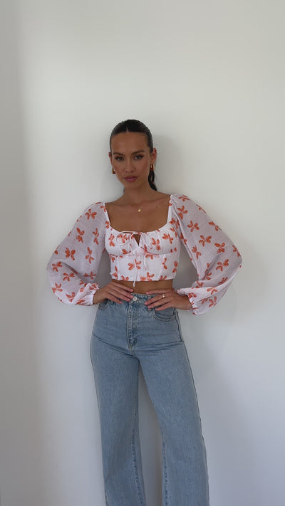 Load and play video in Gallery viewer, Fairoze Crop Top - Orange Floral
