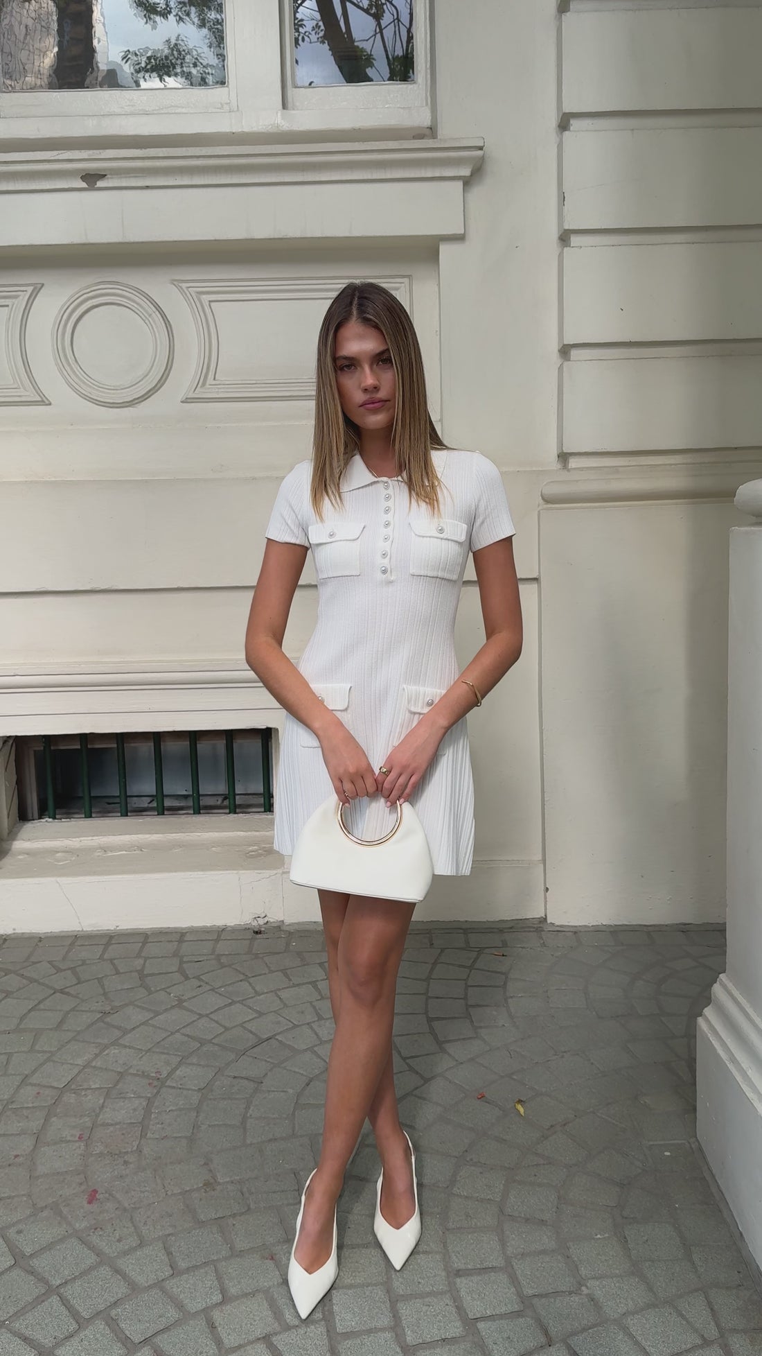 Taylah Collared Mini Dress - White - Billy J