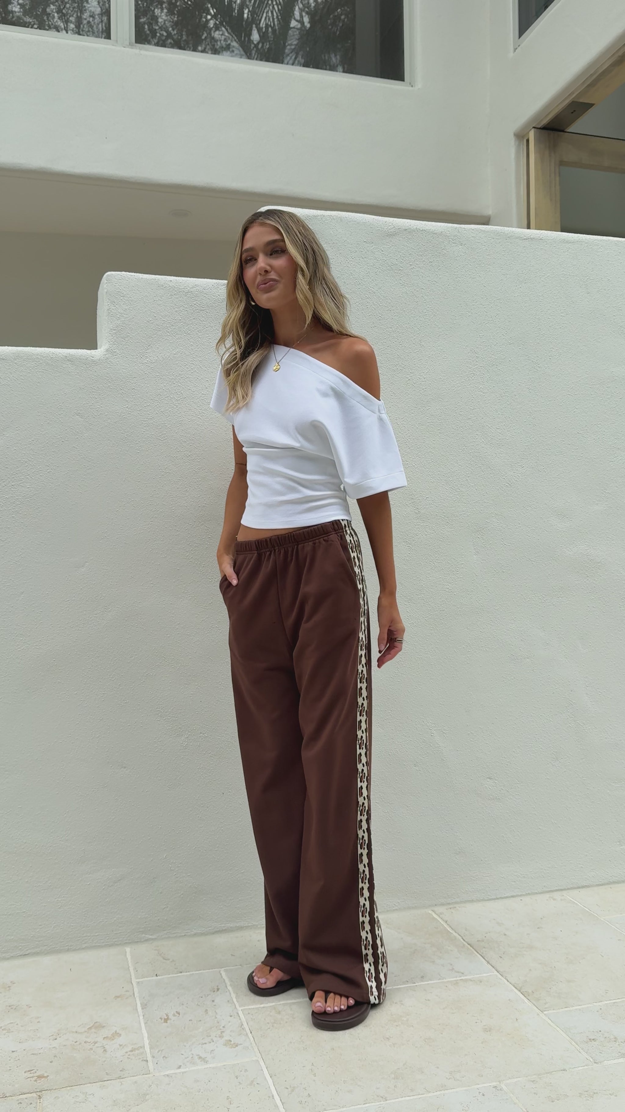 Hadley Pants - Brown/Leopard Stripe - Billy J