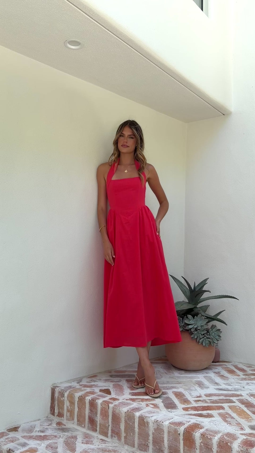 Load video: Caden Maxi Dress - Red - Billy J