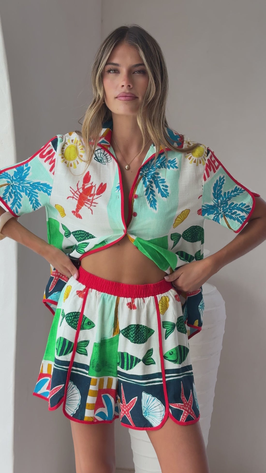 Verity Button Up Shirt and Shorts Set - Soleil Summer - Billy J