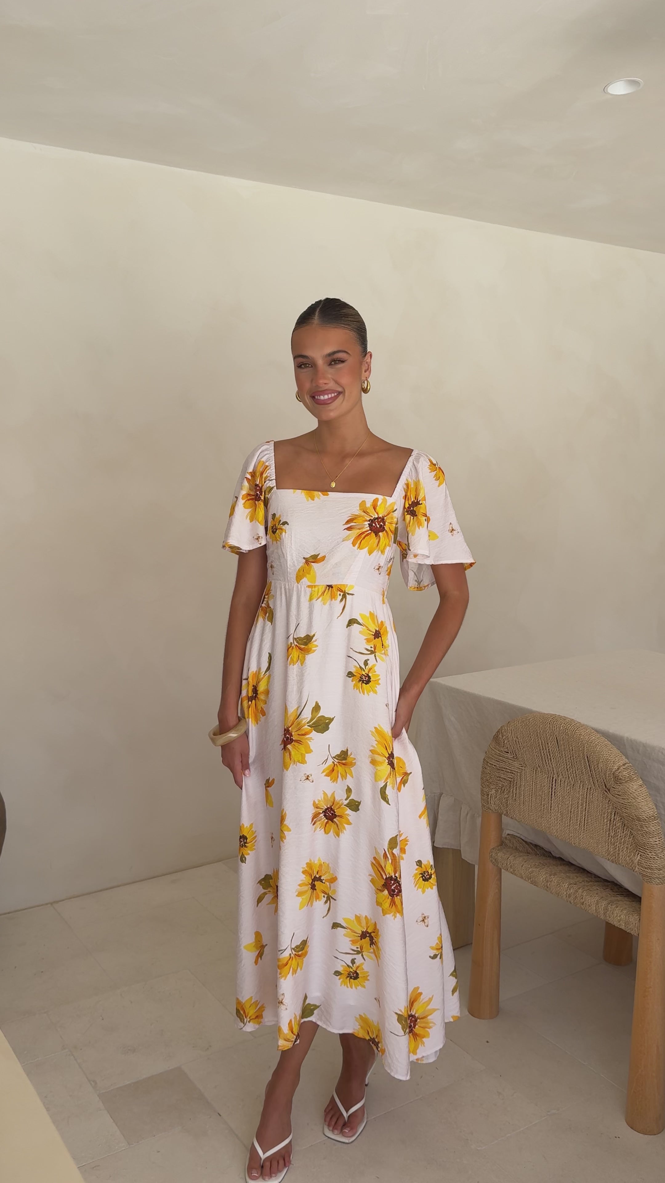Load video: Vivian Maxi Dress - Sunflower Print - Billy J