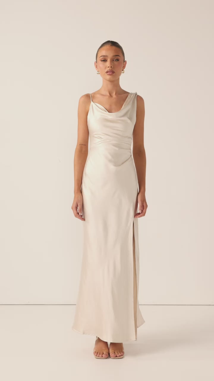 Iris Asymmetrical Maxi Dress - Champagne - Billy J