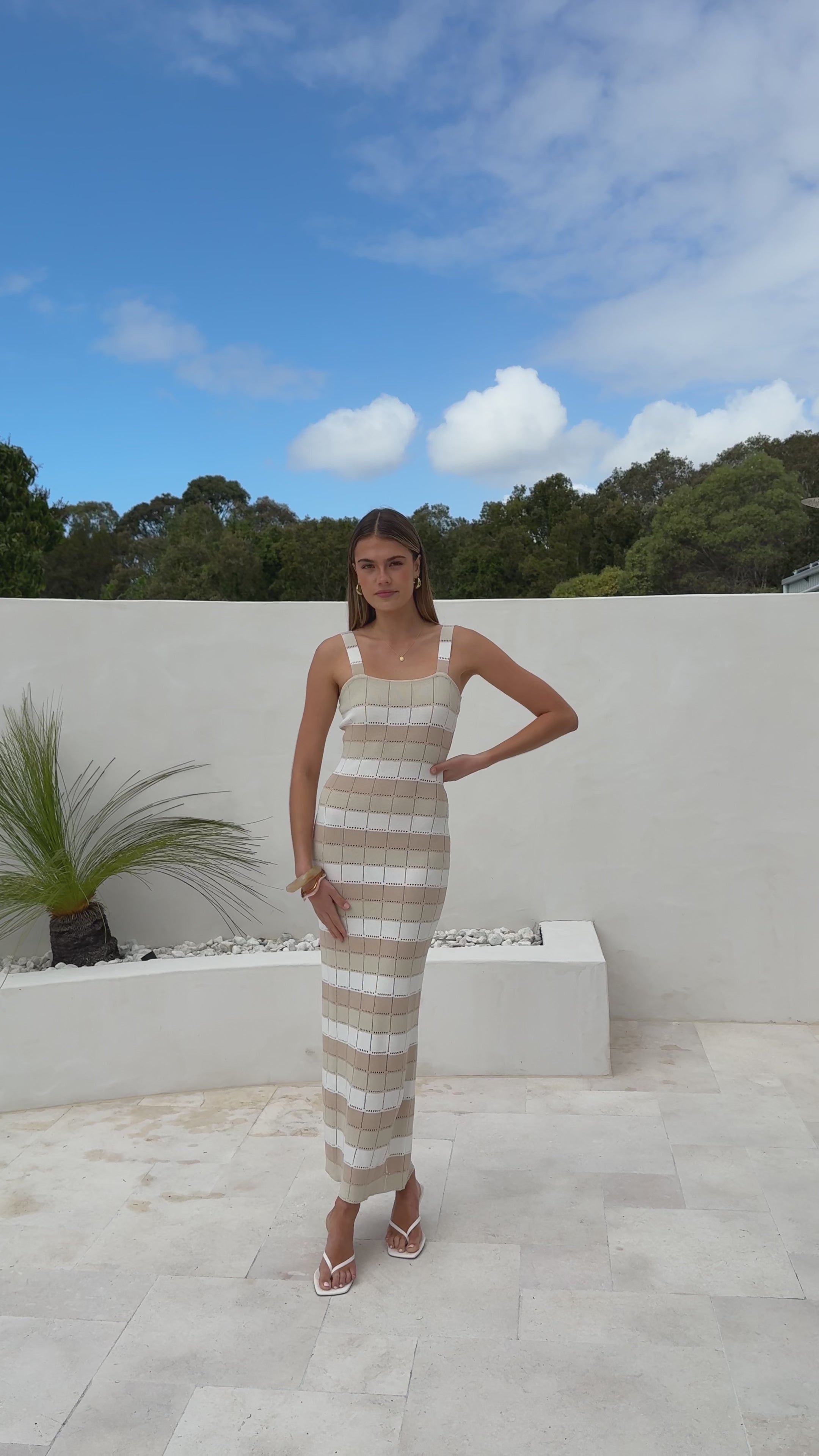 Load video: Mikayla Maxi Dress - Beige - Billy J