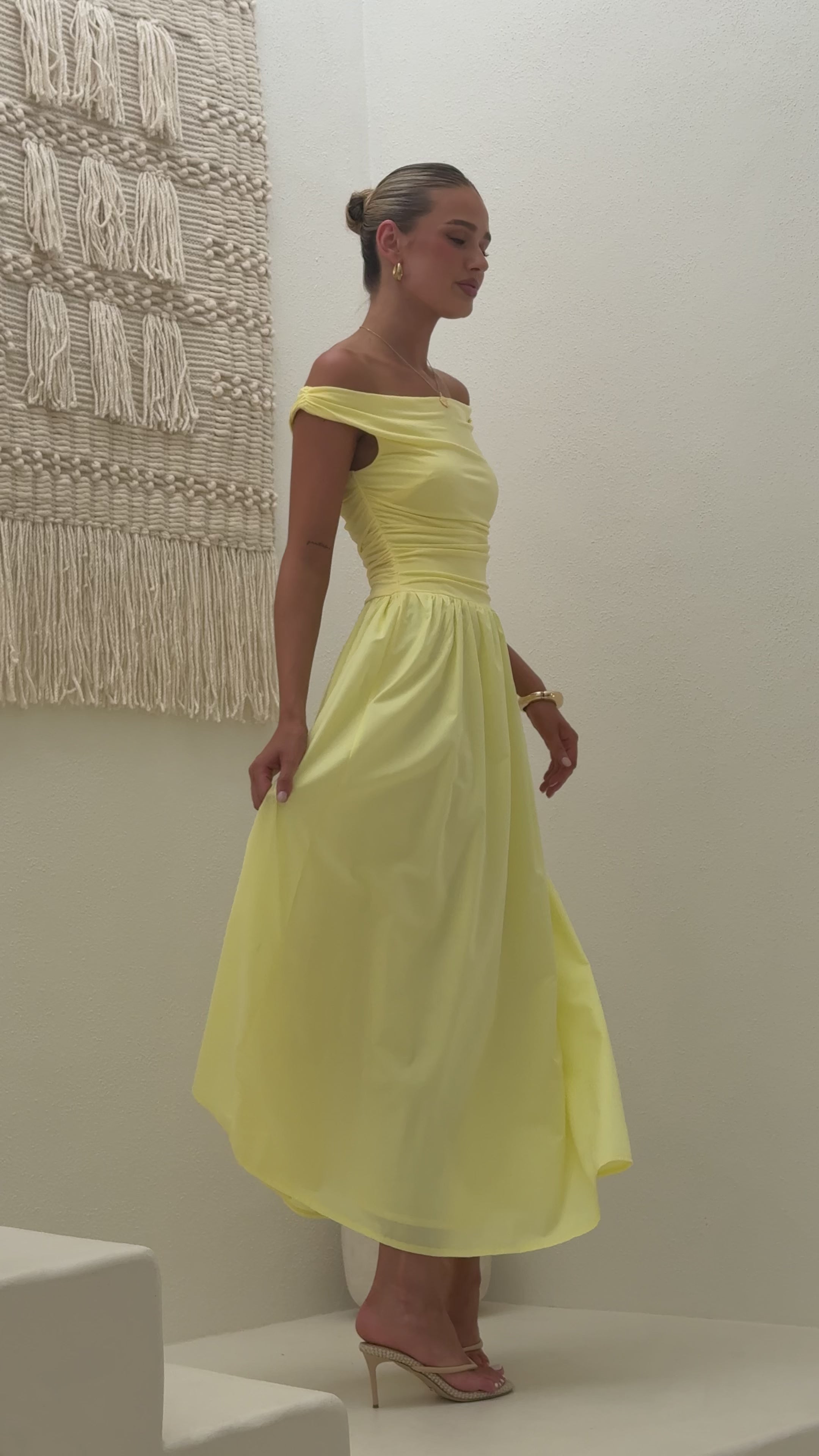 Load video: Immy Midi Dress - Yellow - Billy J