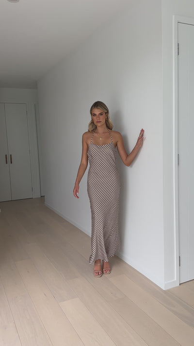 Load and play video in Gallery viewer, Rhea Maxi Dress - Brown
