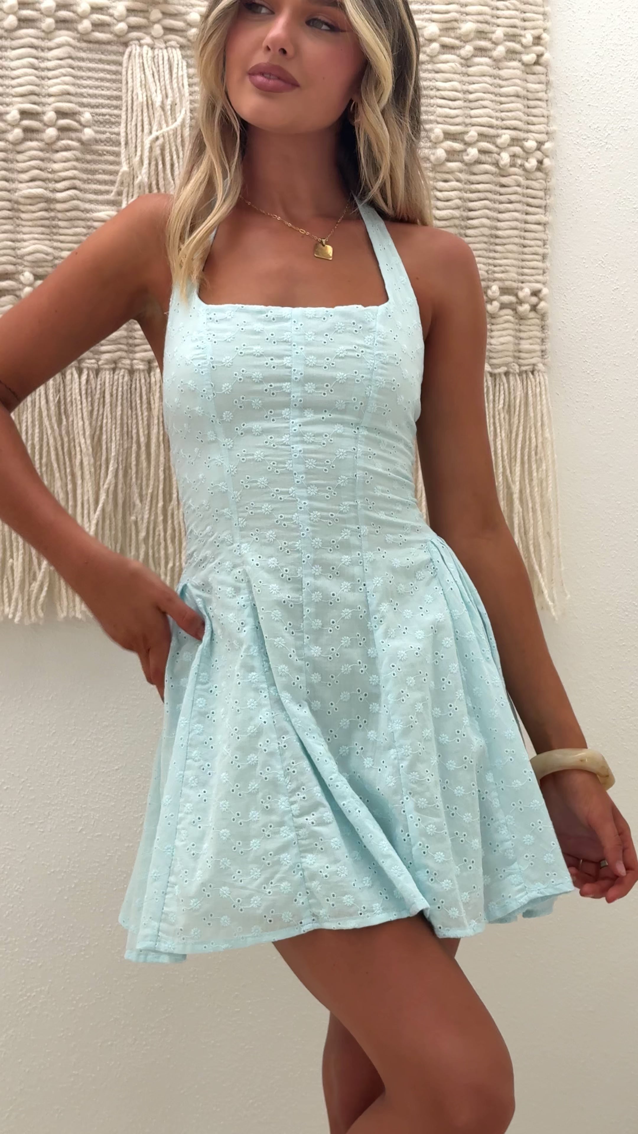 Load video: Novella Mini Dress - Blue - Billy J