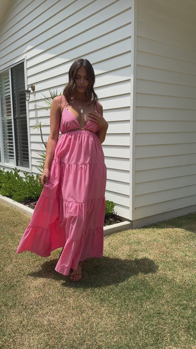 Load and play video in Gallery viewer, Benita Maxi Dress - Pink Cotton Candy Print
