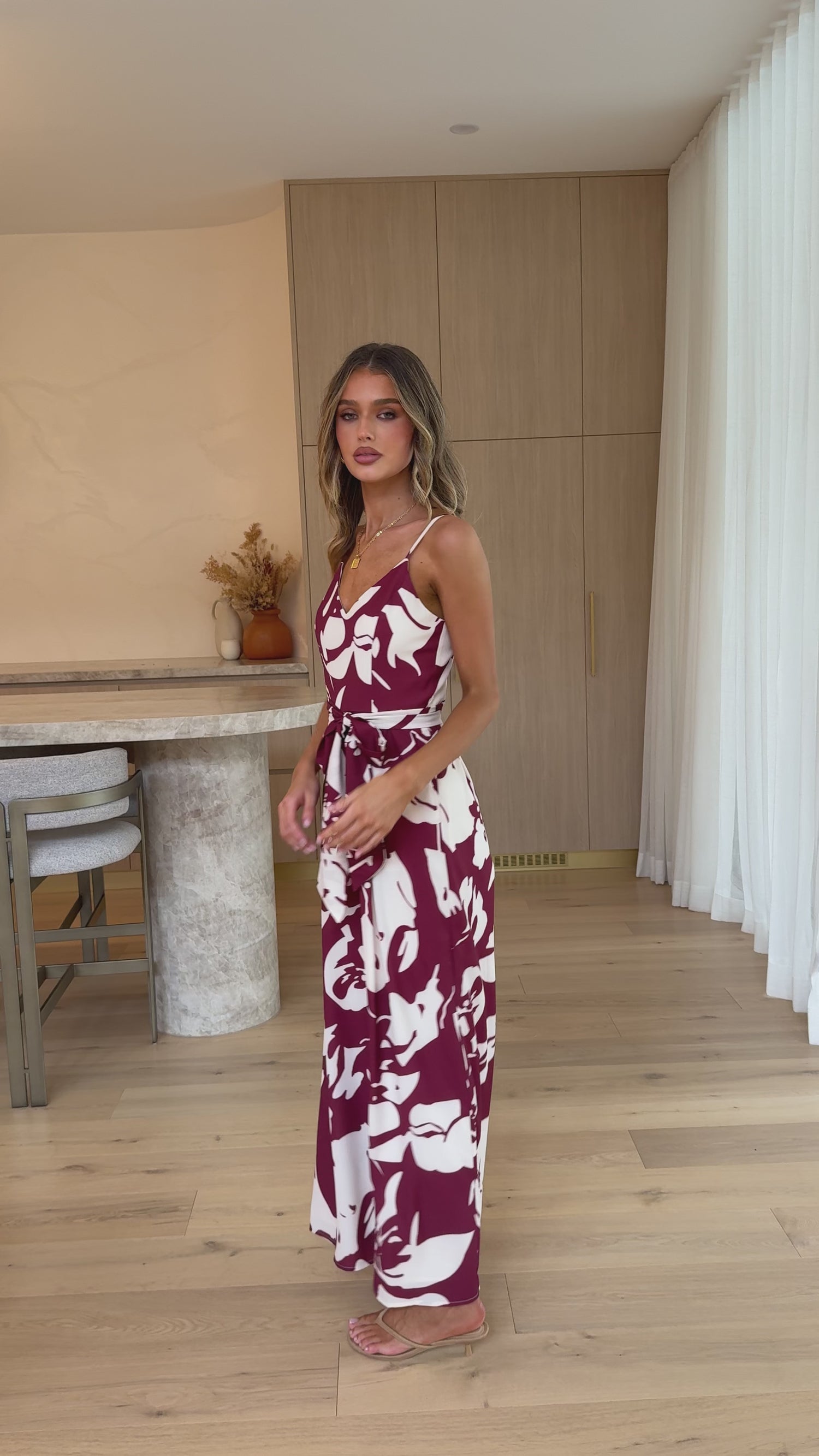 Melina Jumpsuit - Merlot Floral - Billy J