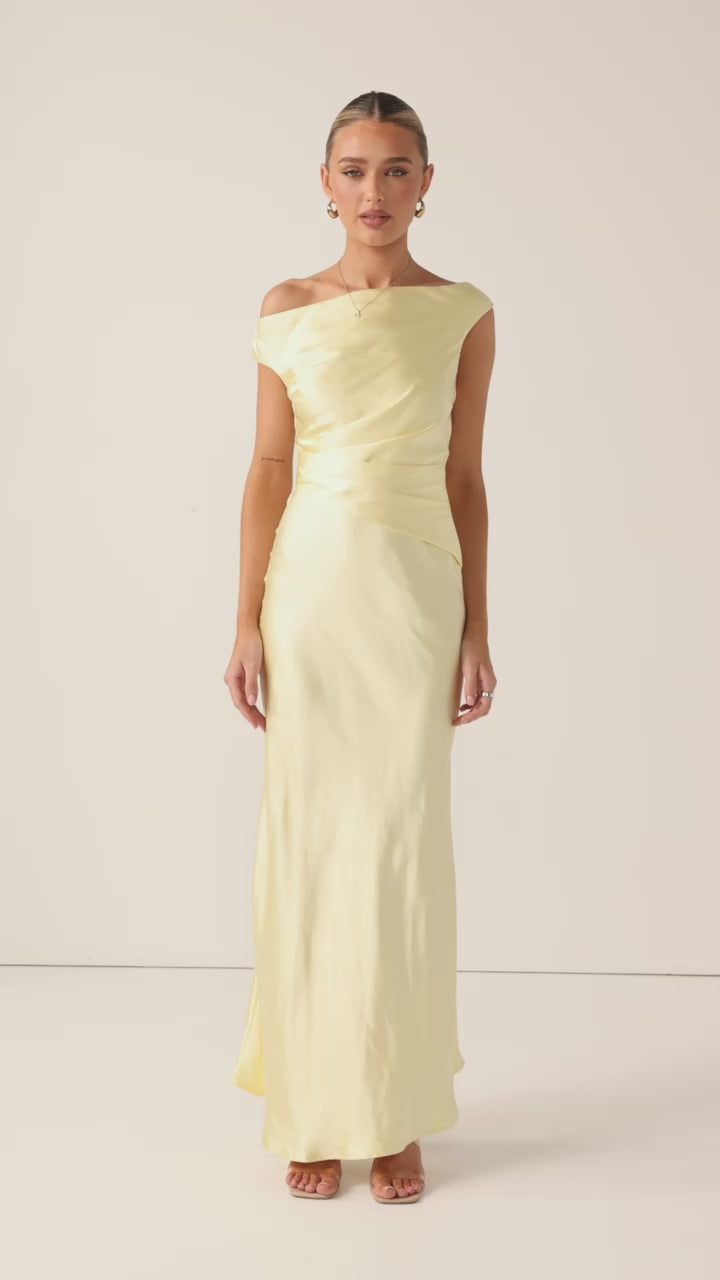 Load video: Auria Off Shoulder Maxi Dress - Yellow - Billy J