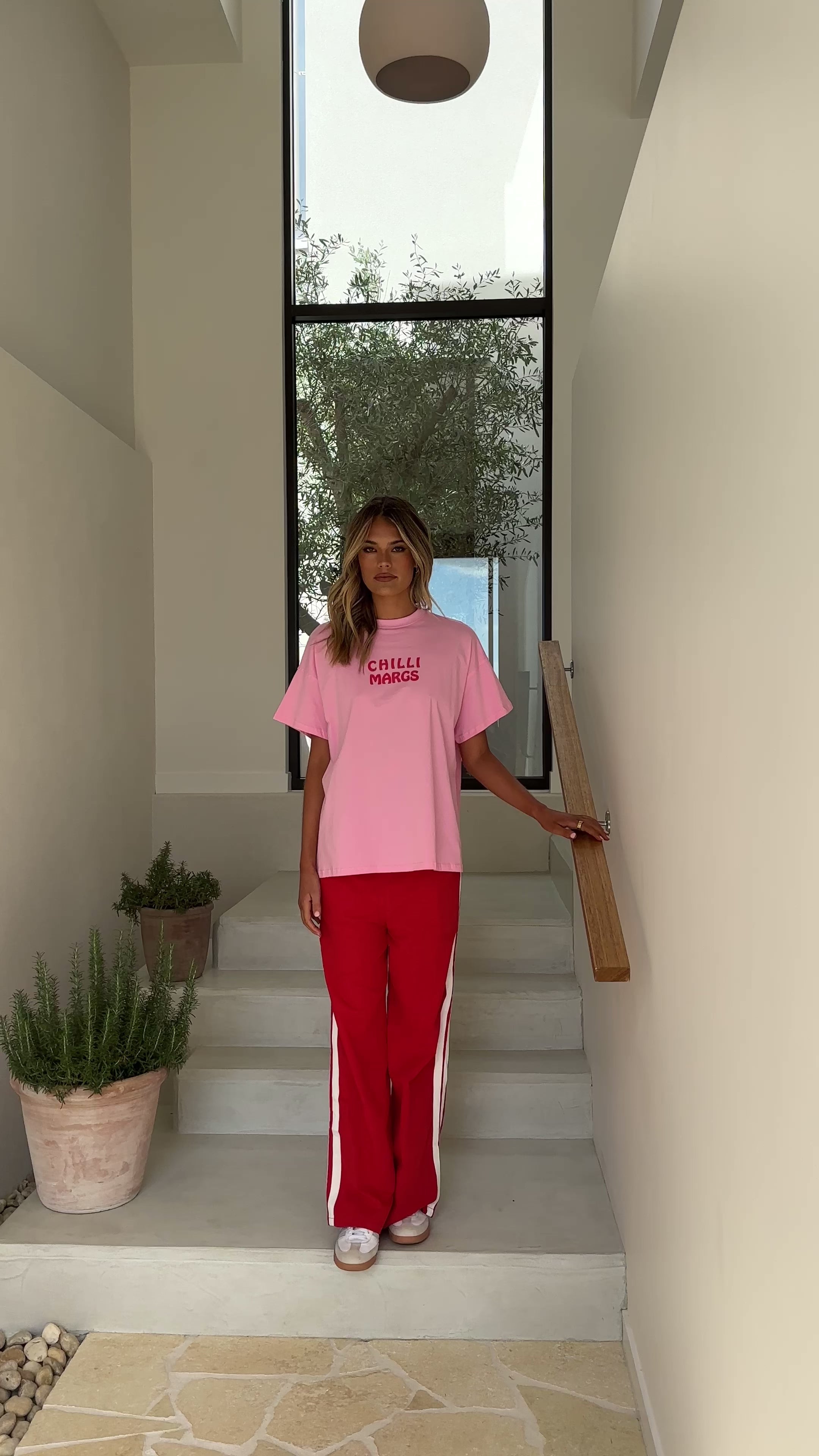 Chilli Margs Top & Pants Set - Pink/Red