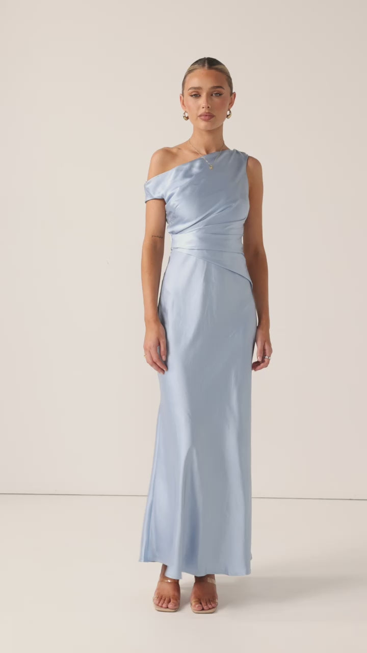 Auria Off Shoulder Maxi Dress - Blue - Billy J