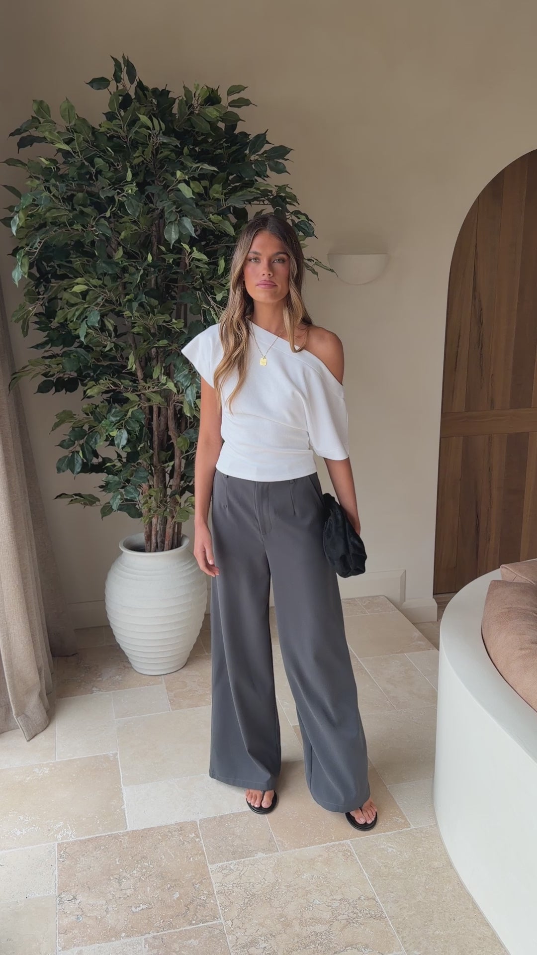 Load video: Maeva Tailored Pants - Charcoal - Billy J