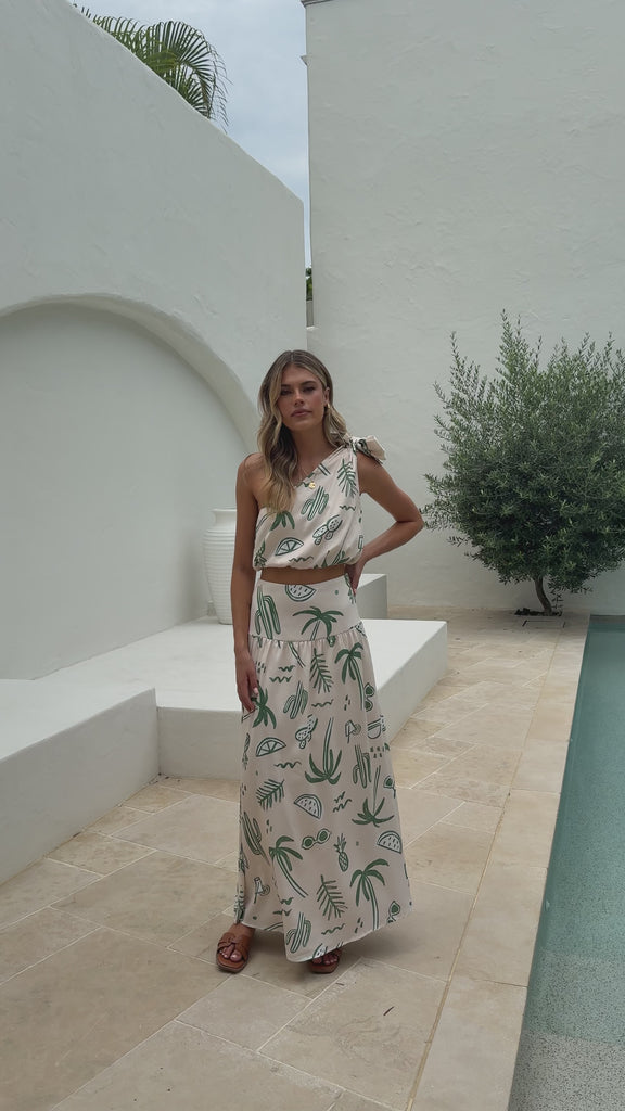 Jamaine Maxi Skirt - Green Palm - Billy J