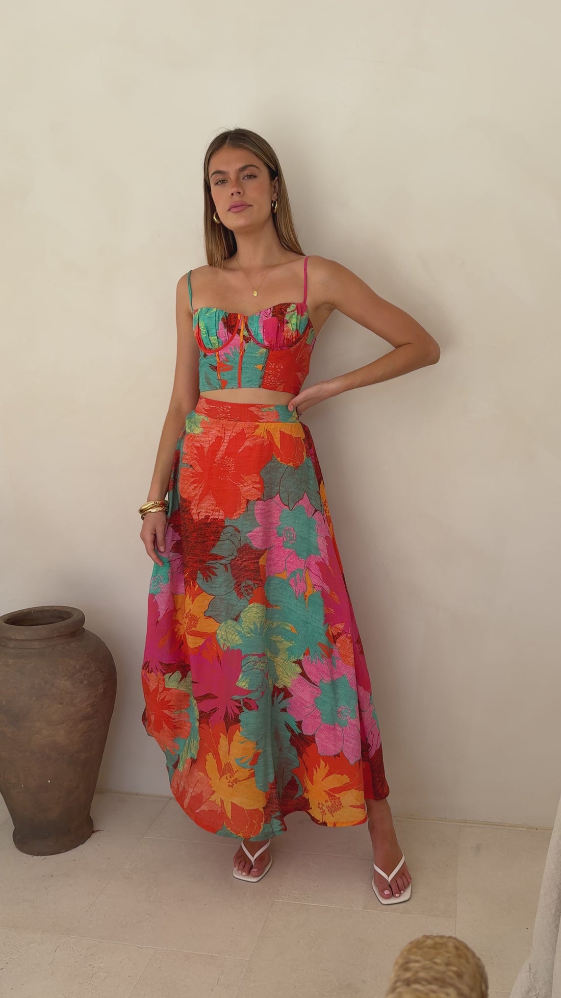 Rixie Maxi Skirt - Orange Floral - Billy J