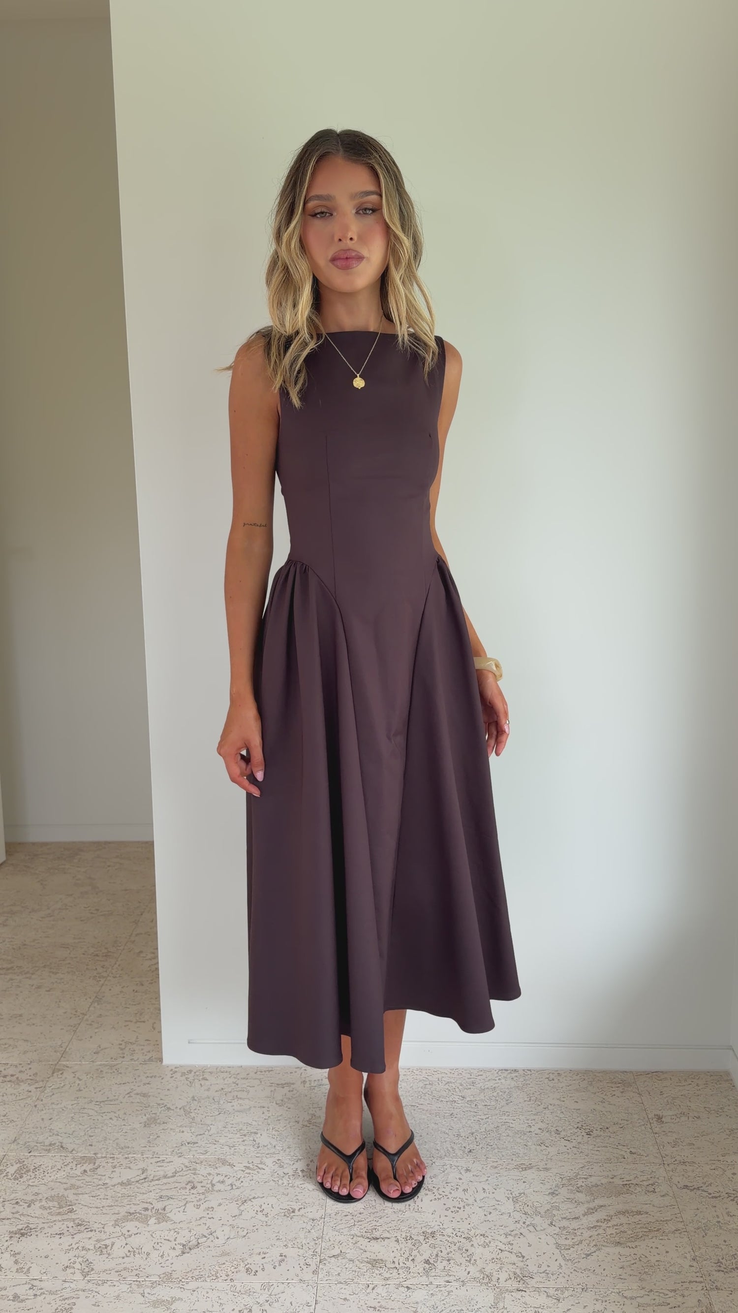 Khloe Midi Dress - Chocolate - Billy J