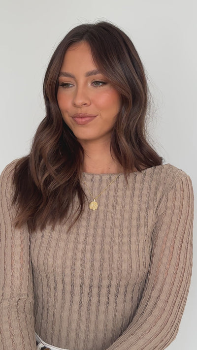 Load and play video in Gallery viewer, Sydney Long Sleeve Top - Taupe
