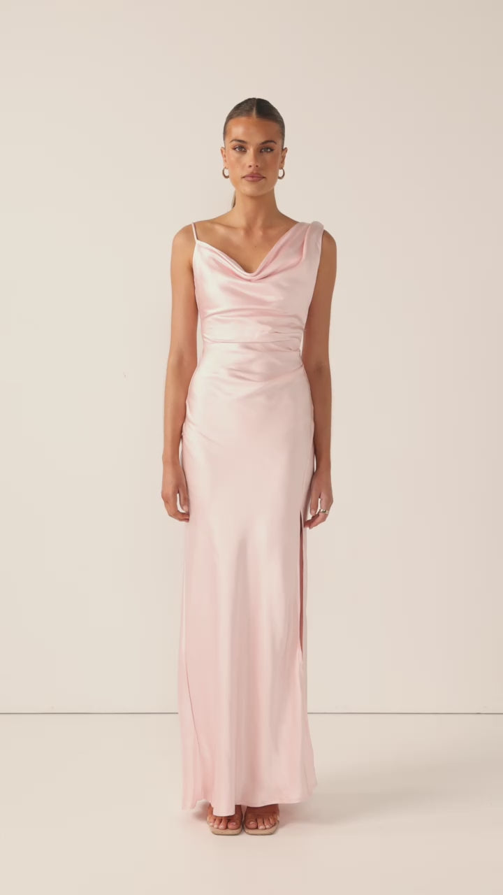 Load video: Iris Asymmetrical Maxi Dress - Pink
