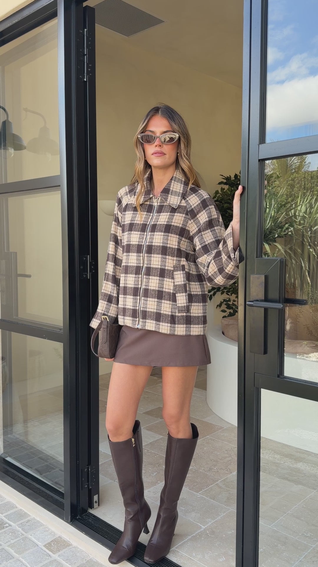 MVN Adrianna Jacket - Brown Plaid - Billy J
