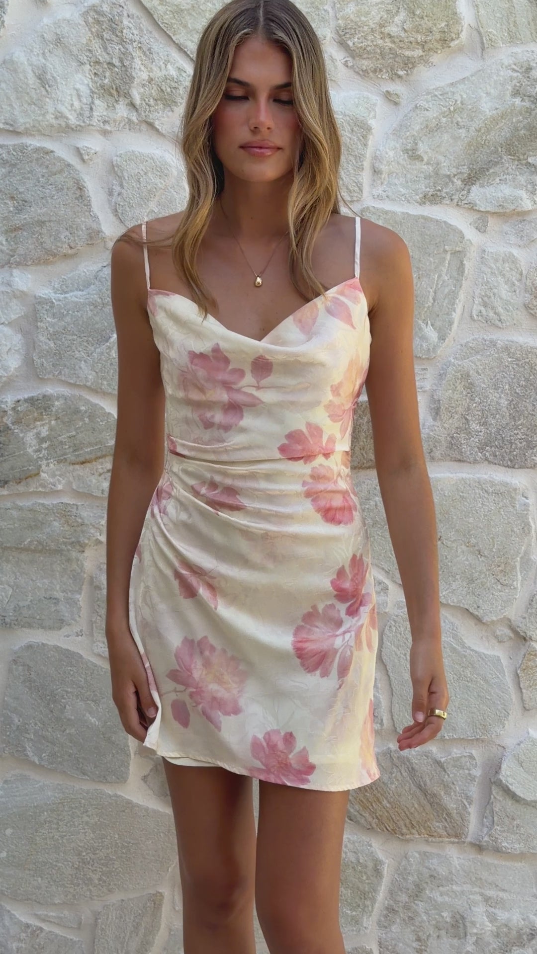 Load video: Athena Mini Dress - Pink Floral - Billy J